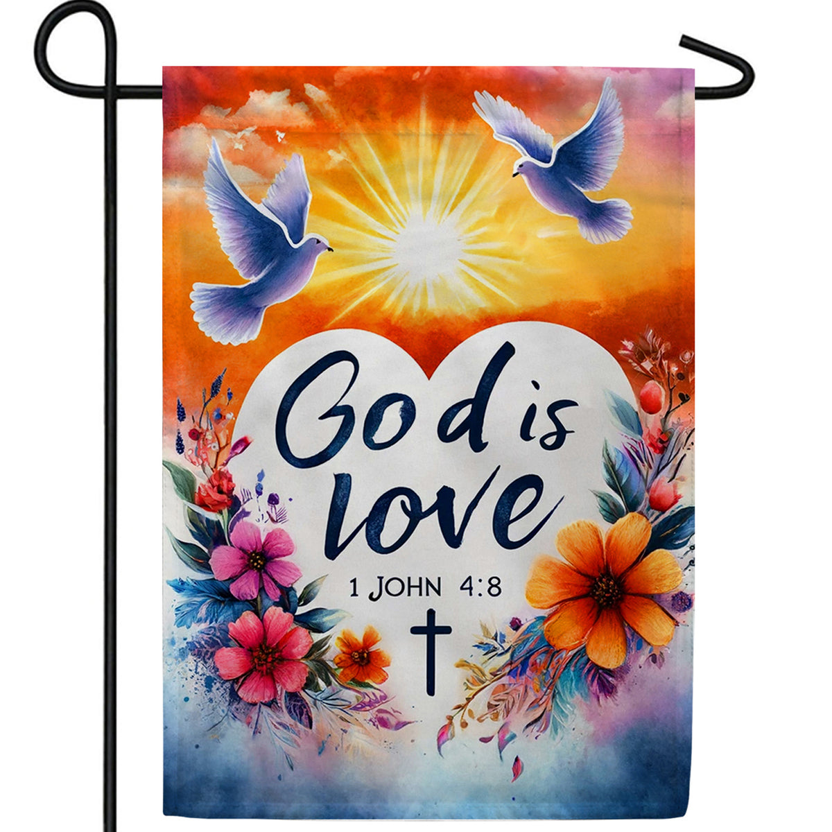 God Is Love Doves Double Sided Garden Flag