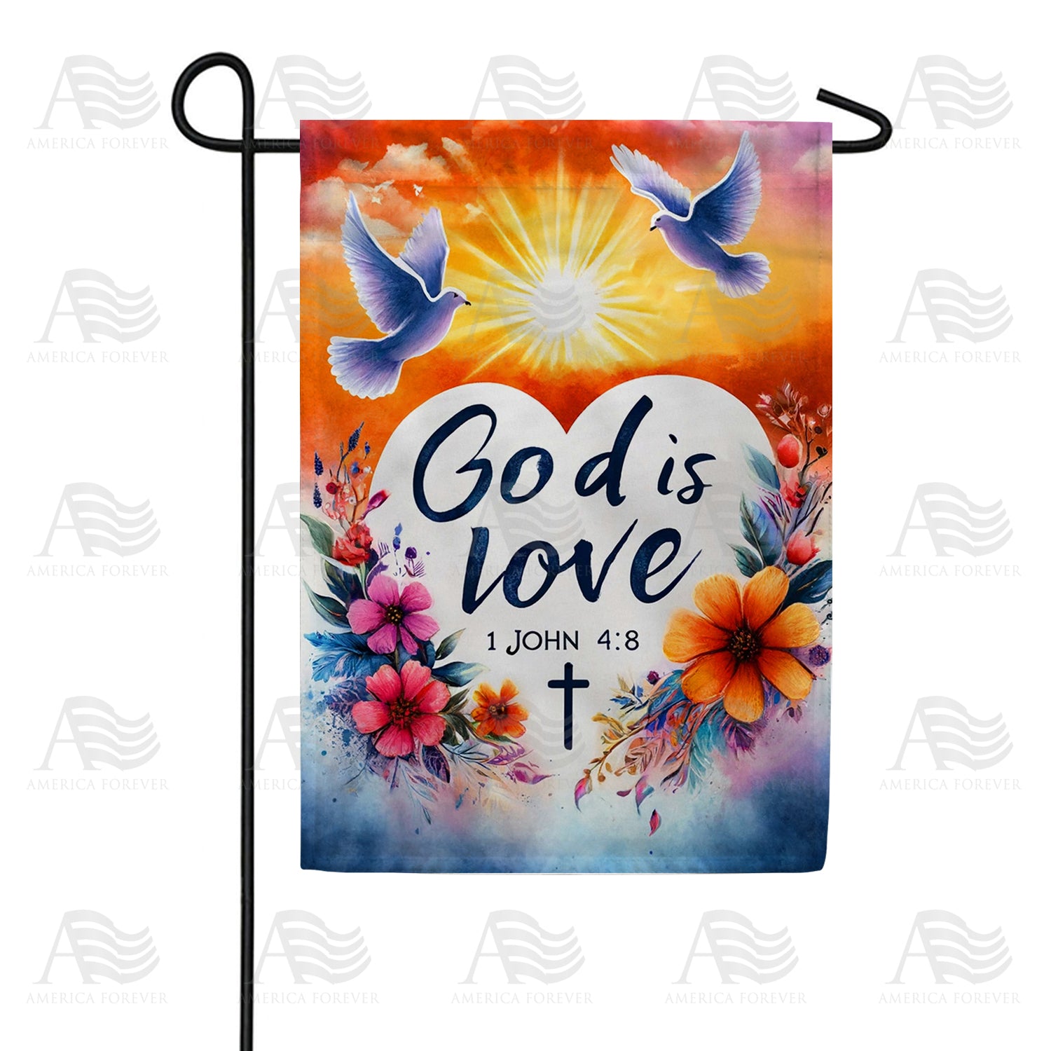 God Is Love Doves Double Sided Garden Flag
