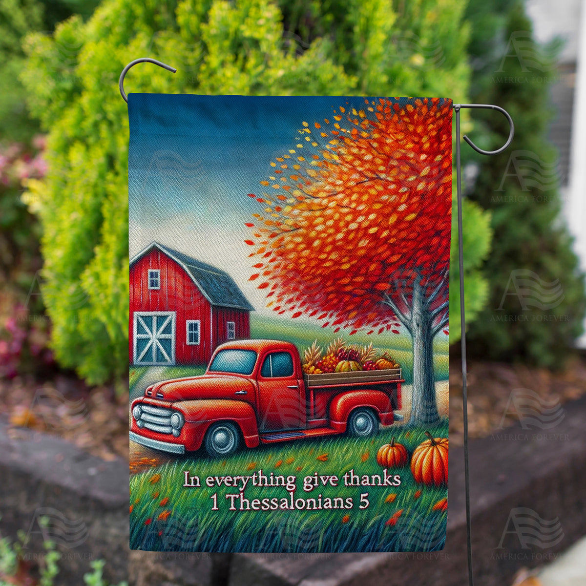 Thanksgiving Farm Scene Double Sided Garden Flag