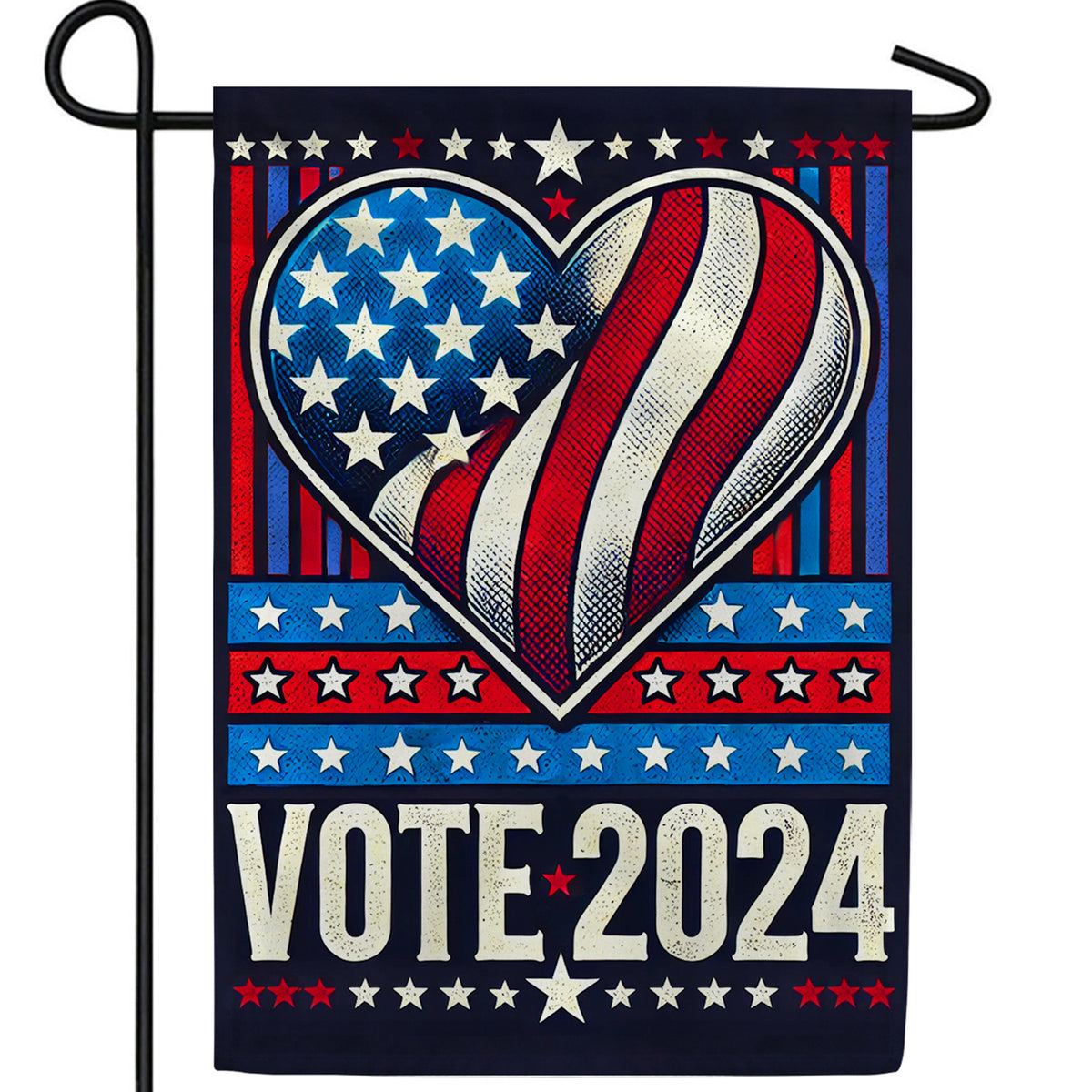Vote 2024 Patriotic Heart Double Sided Garden Flag