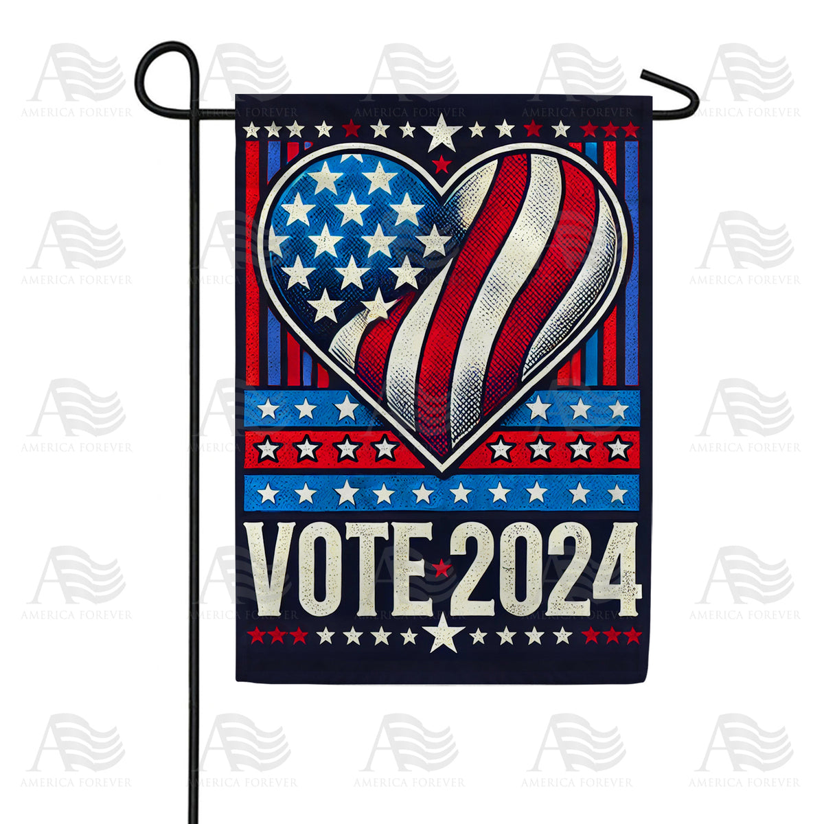 Vote 2024 Patriotic Heart Double Sided Garden Flag
