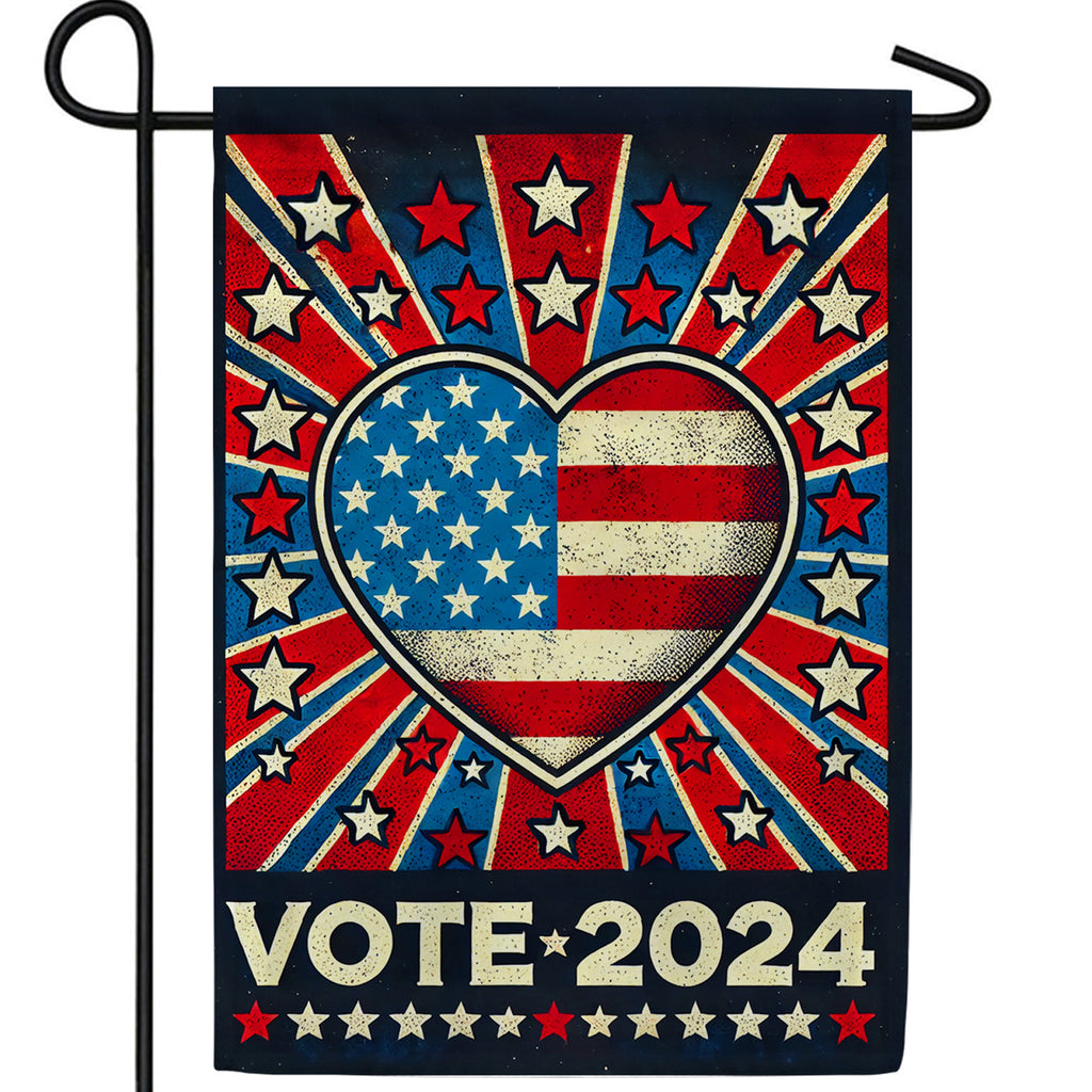 Patriotic Heart Vote 2024 Double Sided Garden Flag