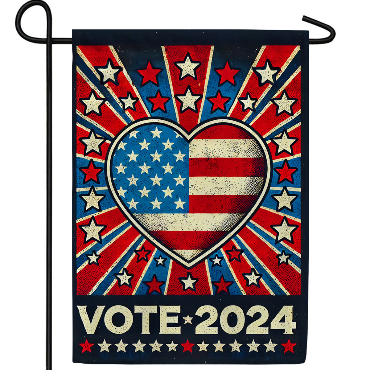 Patriotic Heart Vote 2024 Double Sided Garden Flag