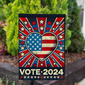 Patriotic Heart Vote 2024 Double Sided Garden Flag