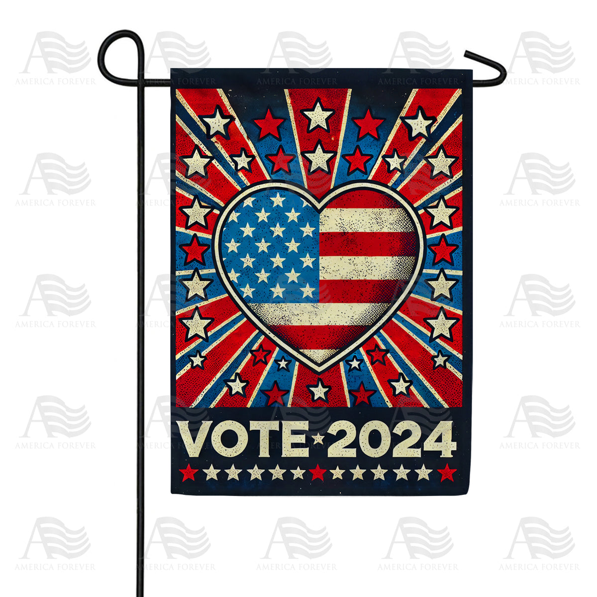 Patriotic Heart Vote 2024 Double Sided Garden Flag