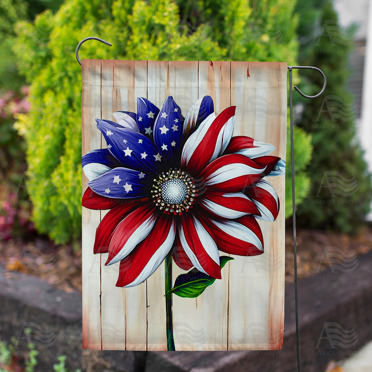 America Forever Patriotic Flower Double Sided Garden Flag