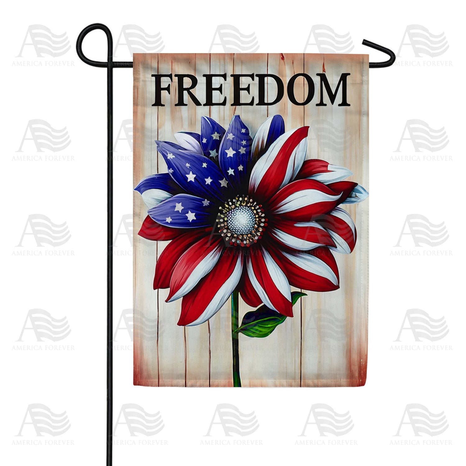 Freedom Patriotic Flower Double Sided Garden Flag