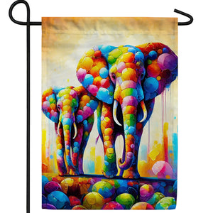 Colorful Elephant Double Sided Garden Flag