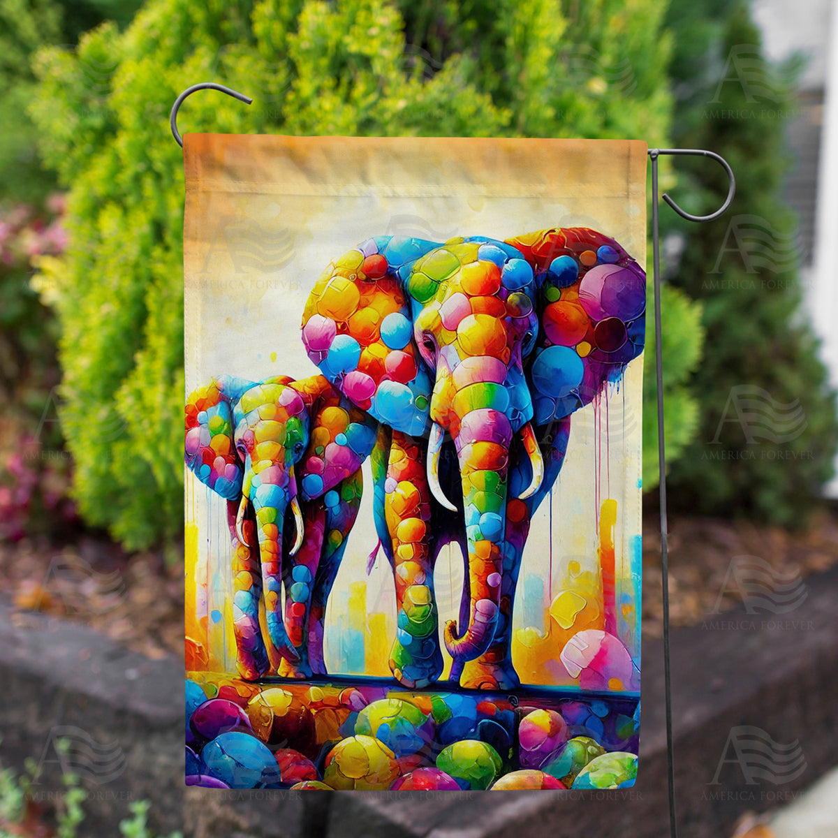 Colorful Elephant Double Sided Garden Flag