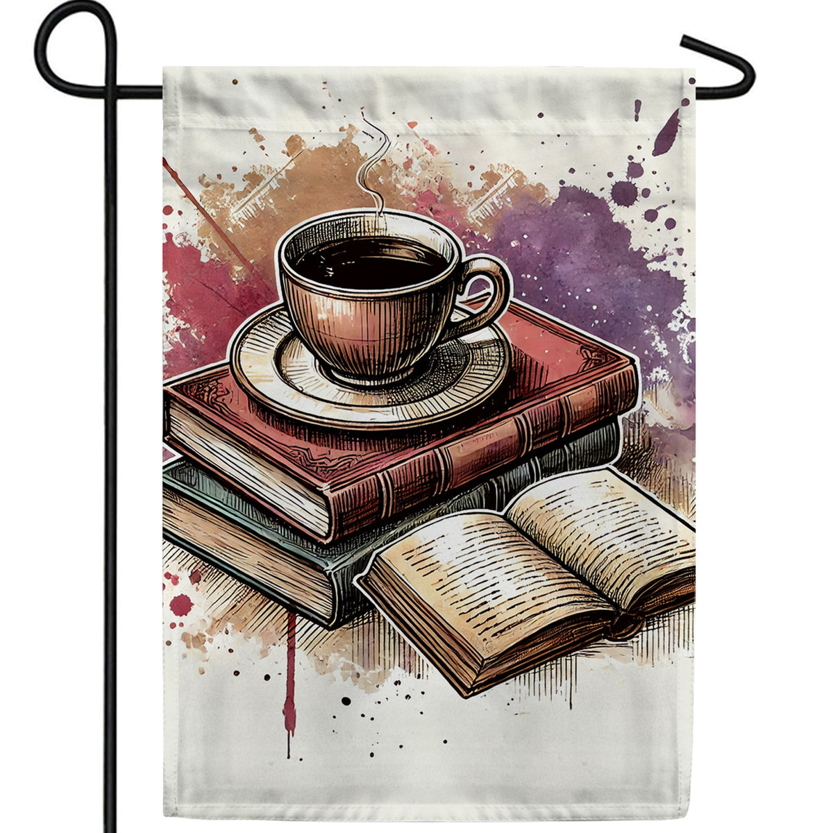Coffee and Books Double Sided Garden Flag