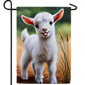 Smiling Baby Goat Double Sided Garden Flag