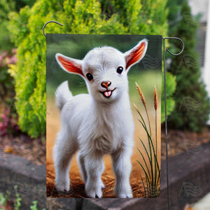 Smiling Baby Goat Double Sided Garden Flag