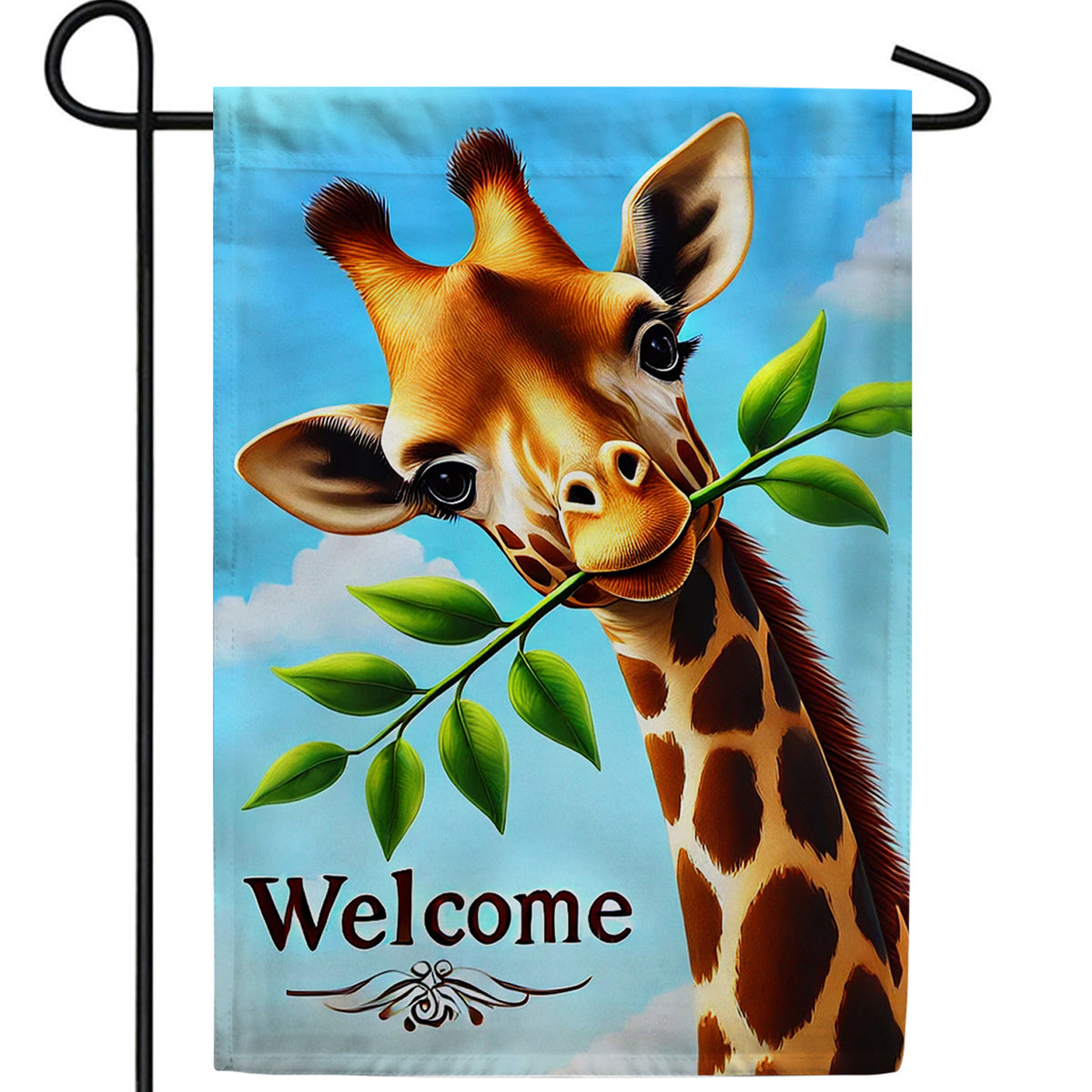 Welcome Giraffe Double Sided Garden Flag