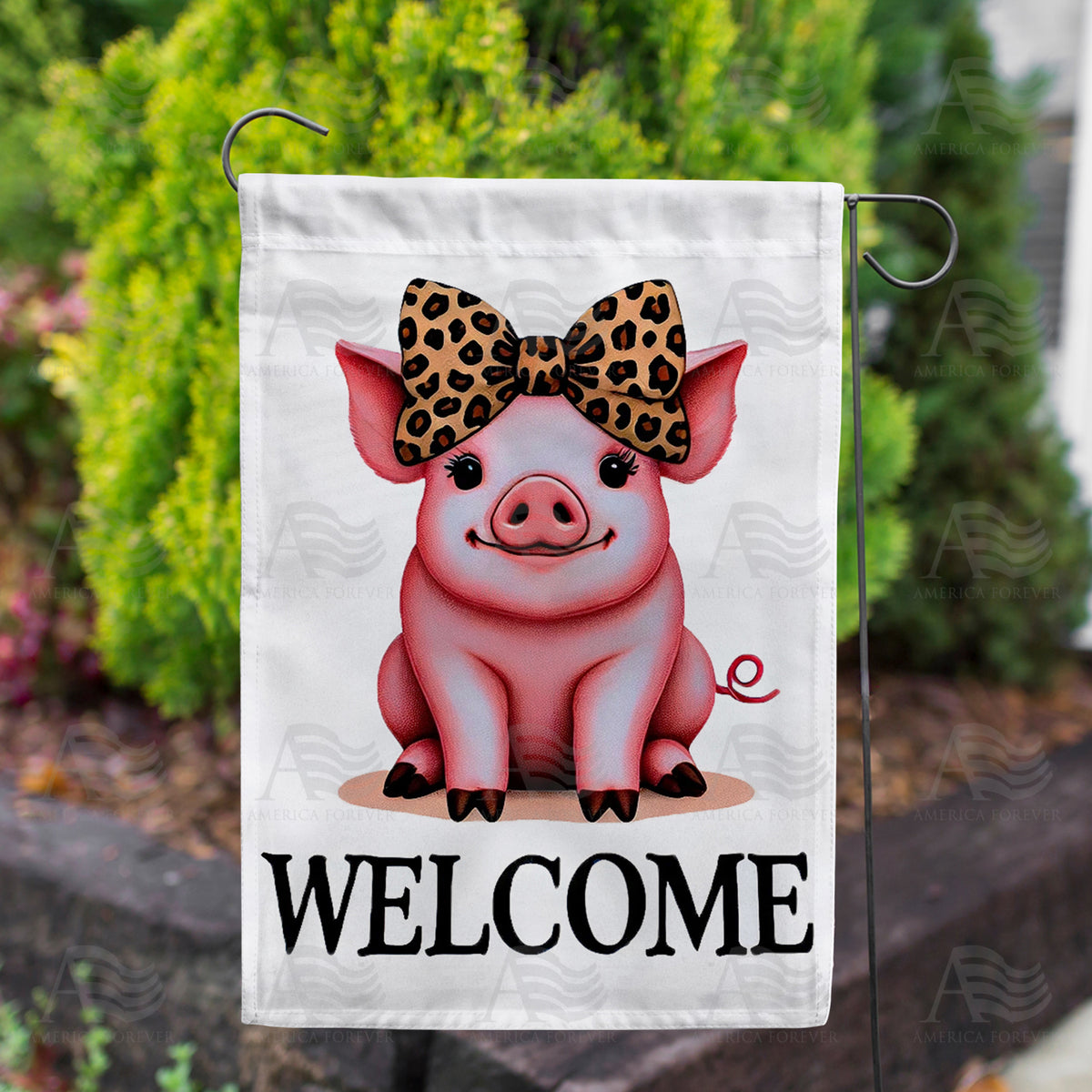 Welcome Pig Double Sided Garden Flag