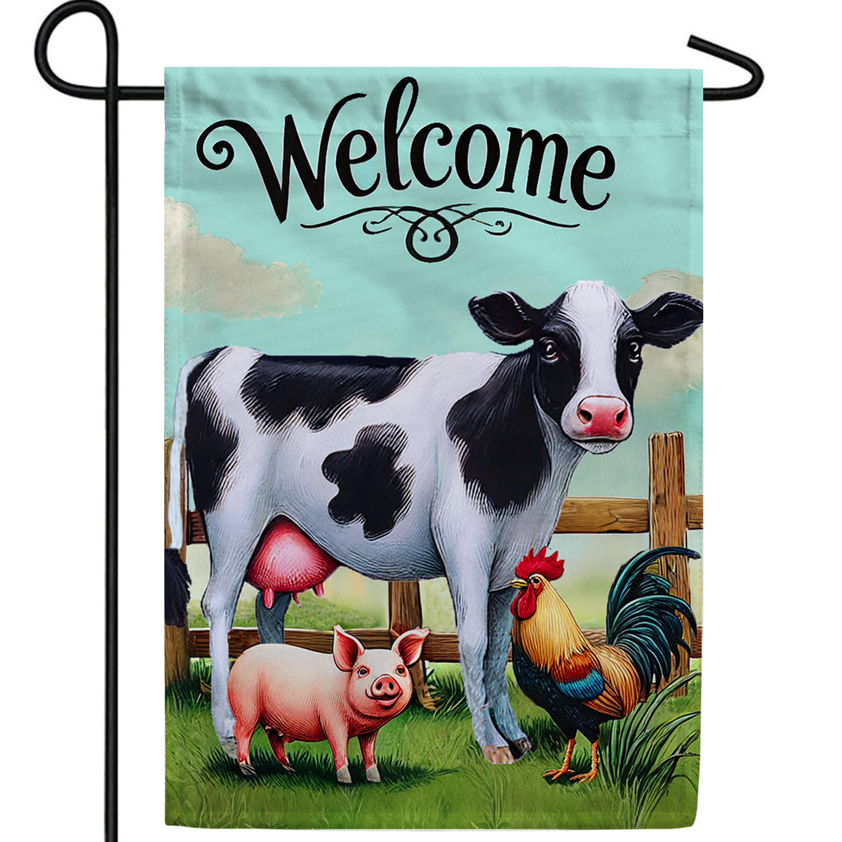 Farm Animal Welcome Double Sided Garden Flag