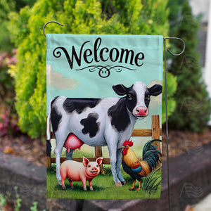 Farm Animal Welcome Double Sided Garden Flag
