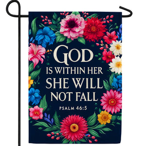 God Is Within Her Flag Floral Double Sided Garden Flag