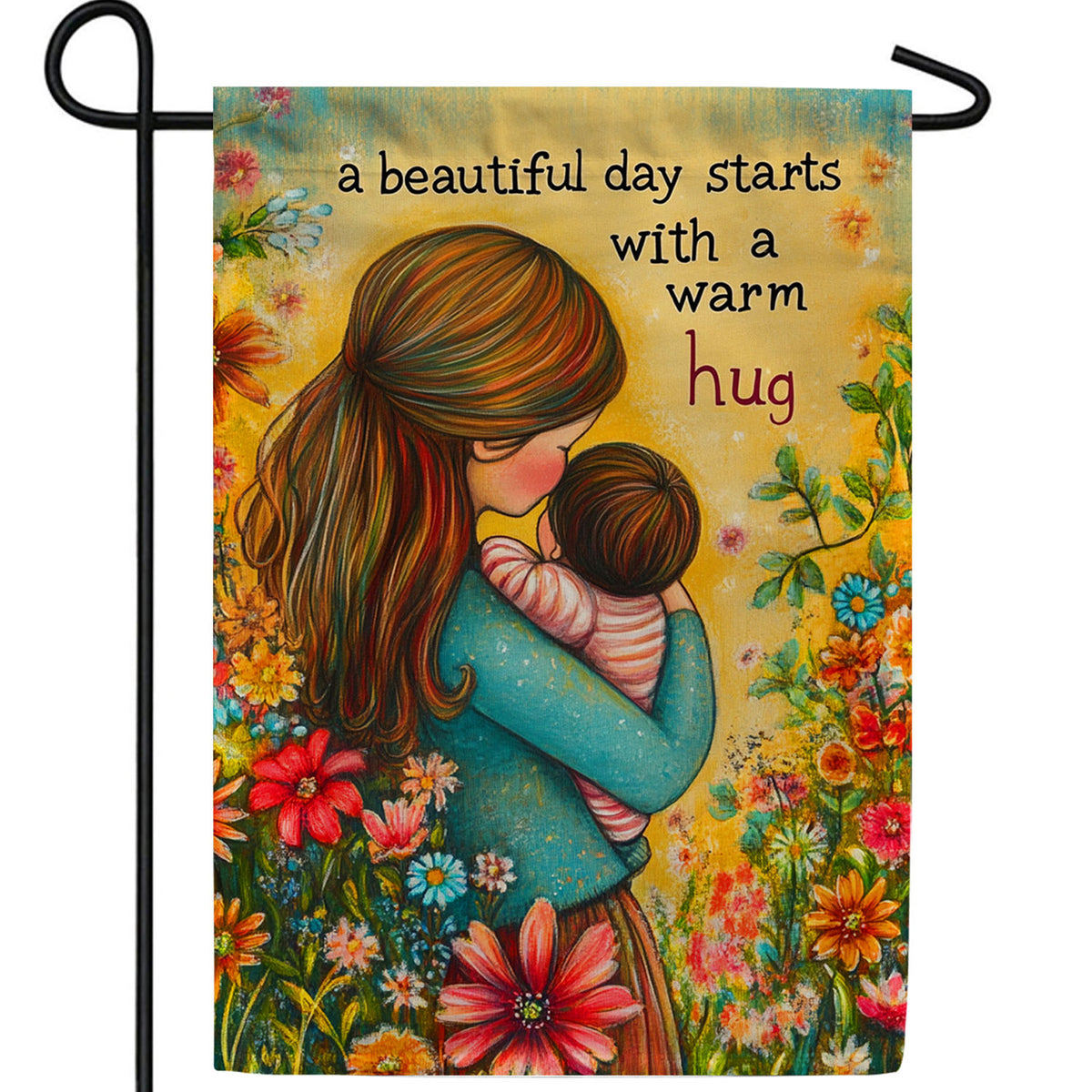 Mother and Child Beautiful Day Double Sided Garden Flag