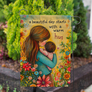 Mother and Child Beautiful Day Double Sided Garden Flag