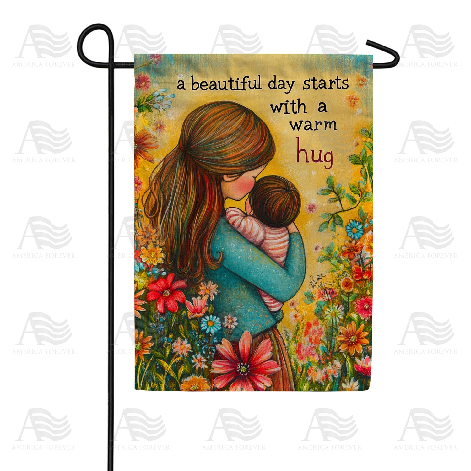 Mother and Child Beautiful Day Double Sided Garden Flag