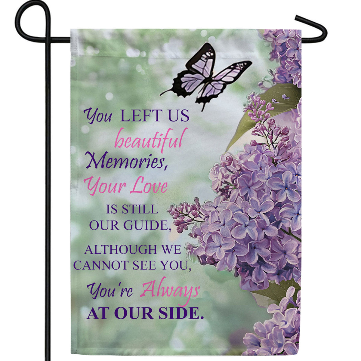 Lilac Butterfly Memorial Double Sided Garden Flag