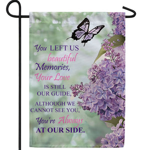 Lilac Butterfly Memorial Double Sided Garden Flag