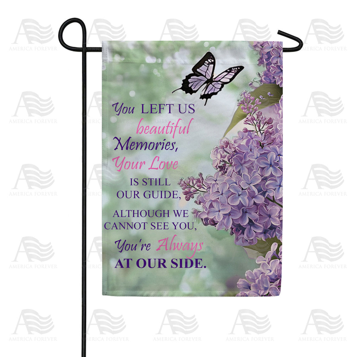 Lilac Butterfly Memorial Double Sided Garden Flag