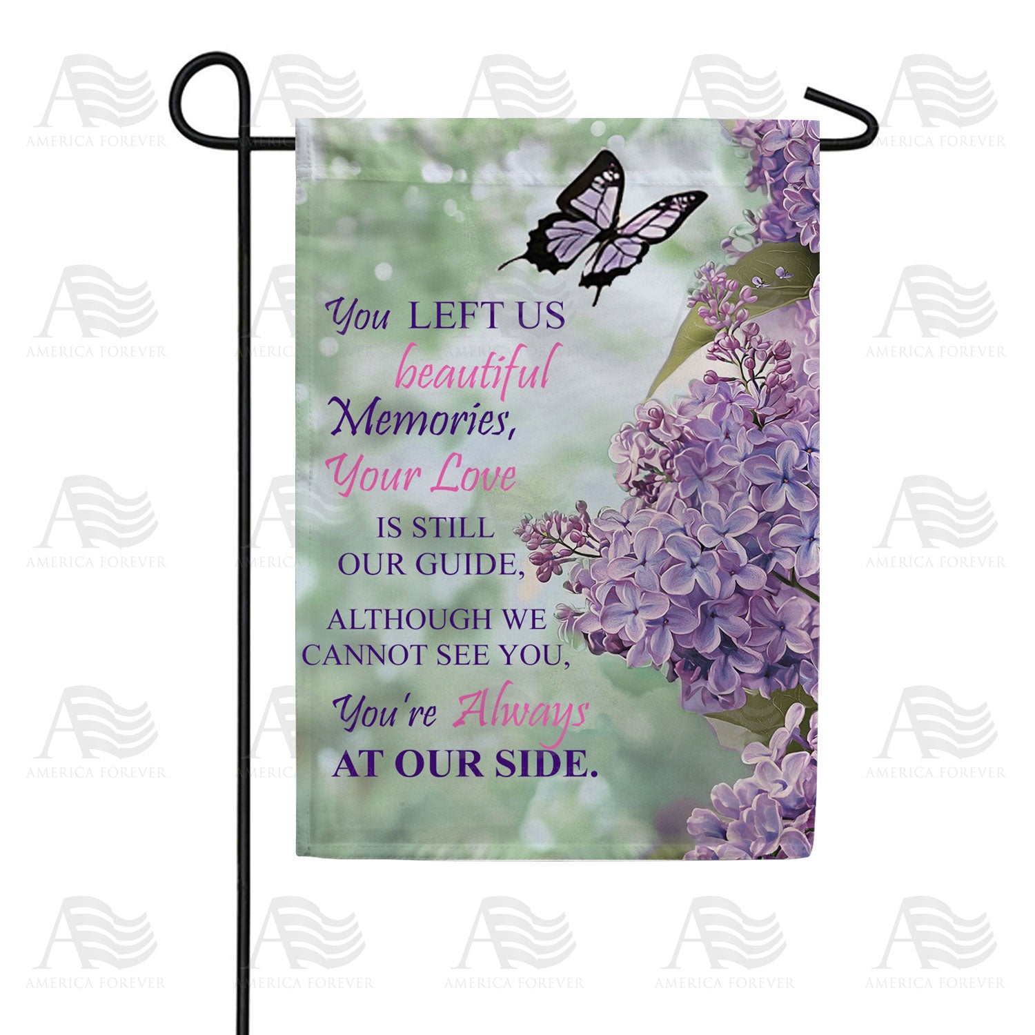 Lilac Butterfly Memorial Double Sided Garden Flag