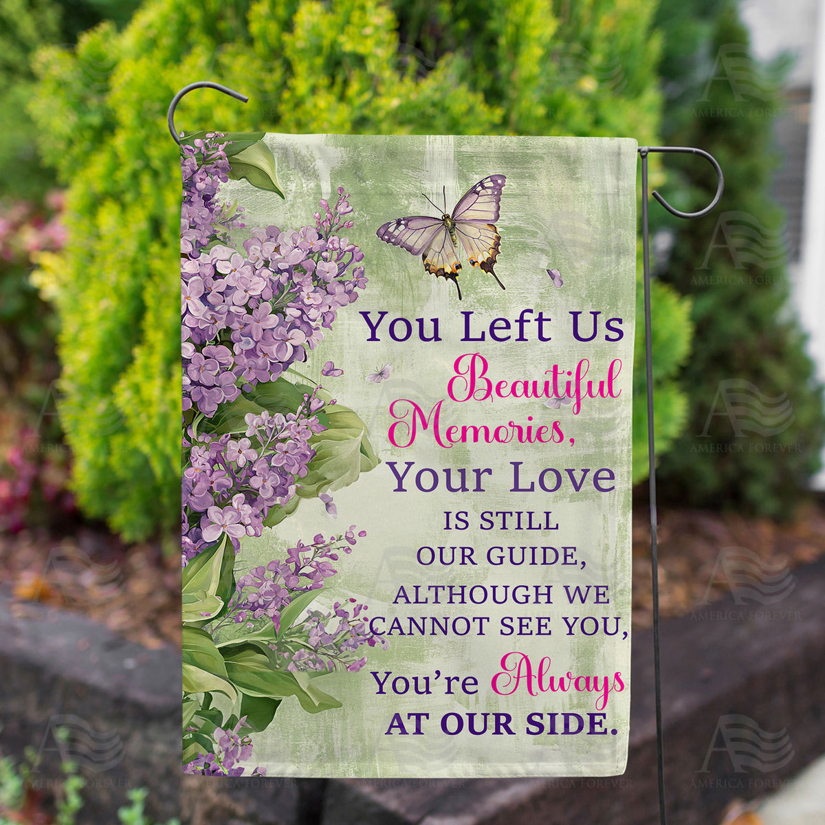 Lilac Memorial Butterfly Double Sided Garden Flag