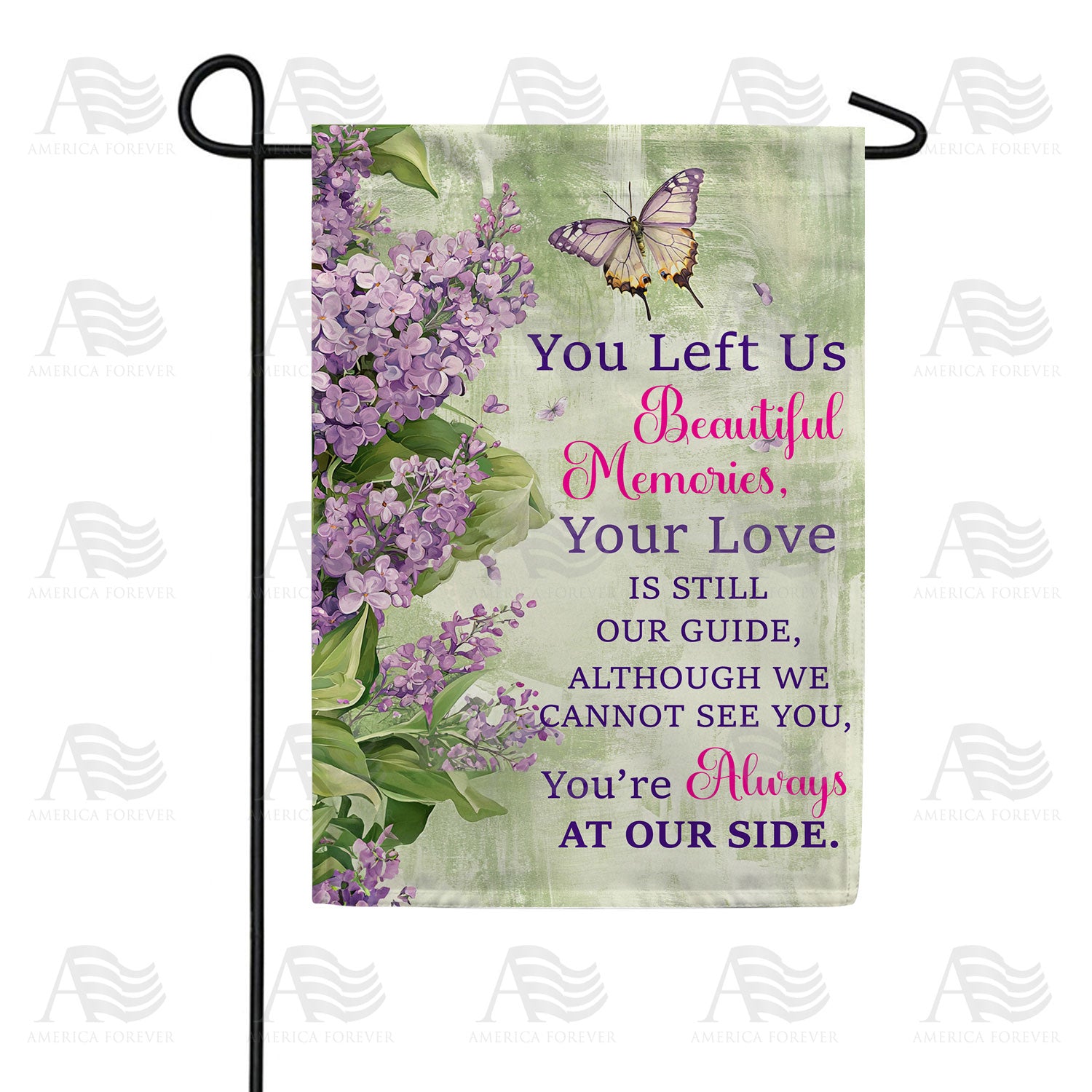 Lilac Memorial Butterfly Double Sided Garden Flag