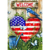 Patriotic Bluebird Welcome Double Sided Garden Flag