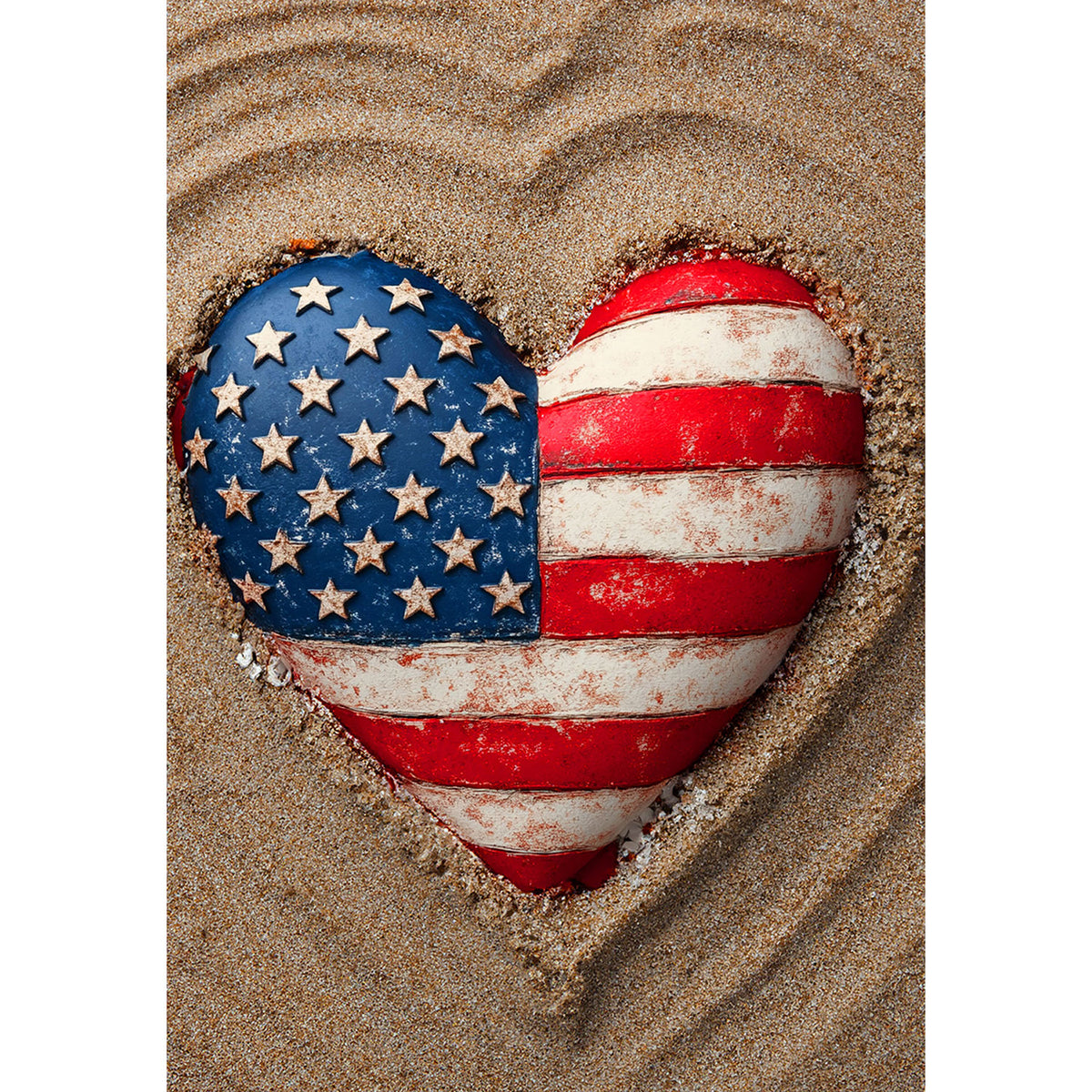 Patriotic Beach Heart Double Sided Garden Flag