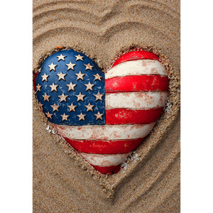 Patriotic Beach Heart Double Sided Garden Flag