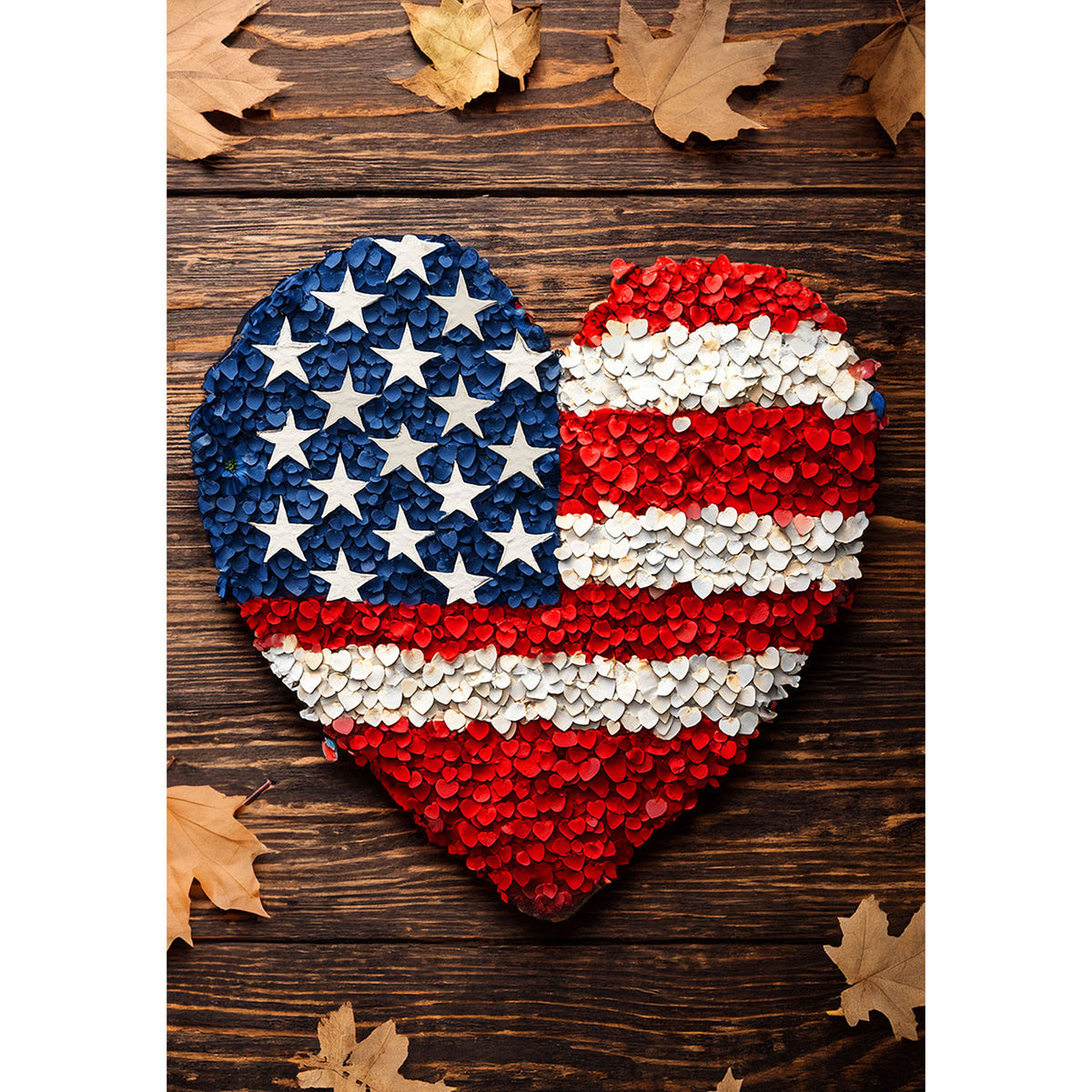 Patriotic Petal Heart Double Sided Garden Flag