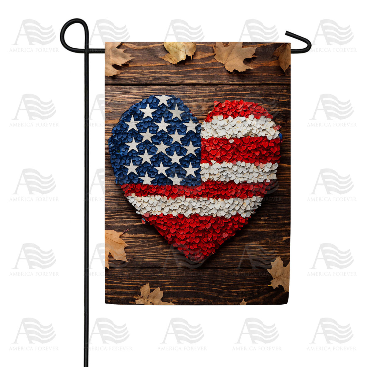 Patriotic Petal Heart Double Sided Garden Flag