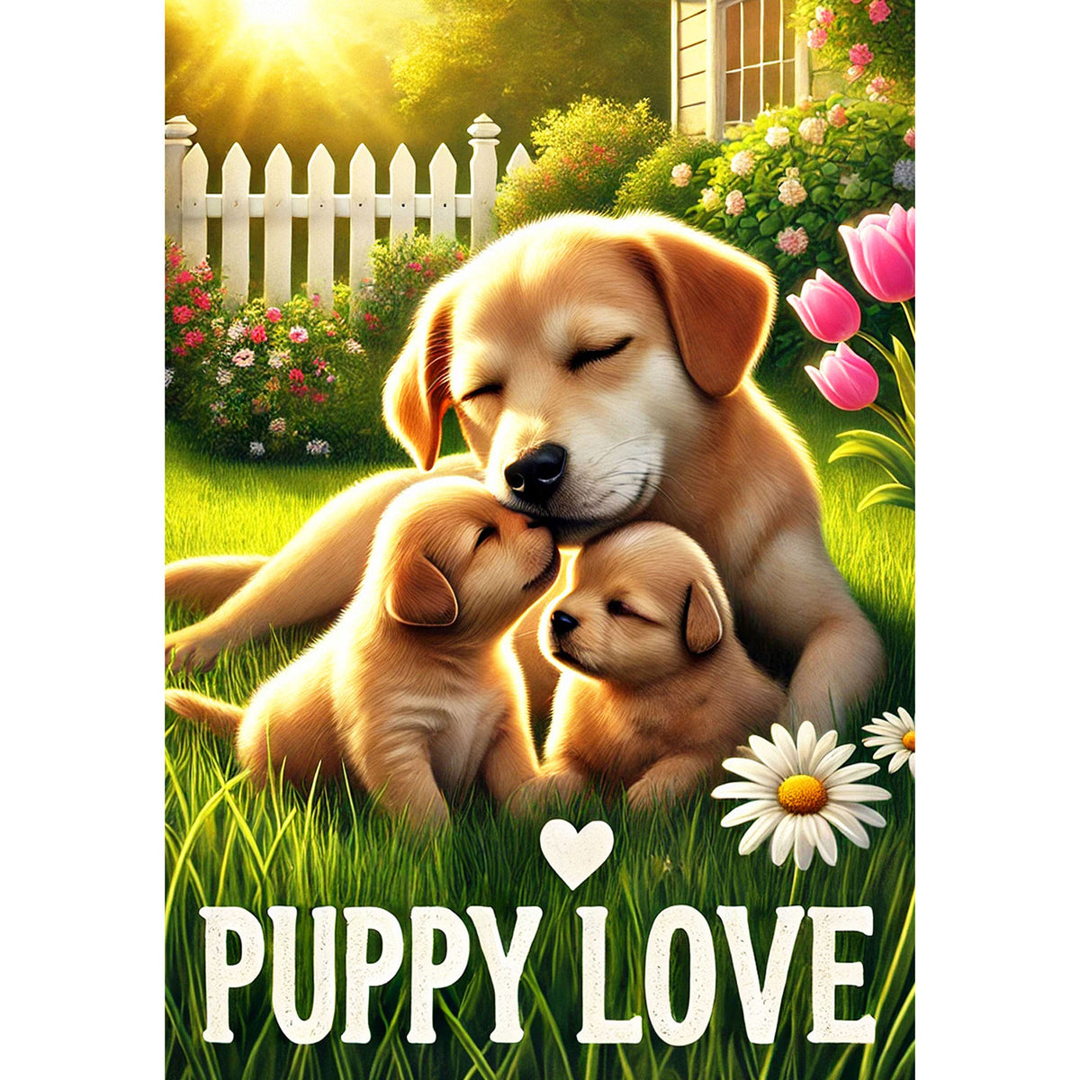 Puppy Love Family Double Sided Garden Flag