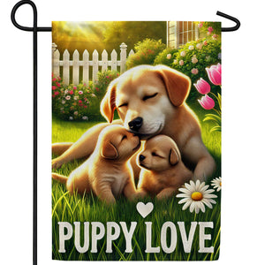Puppy Love Family Double Sided Garden Flag