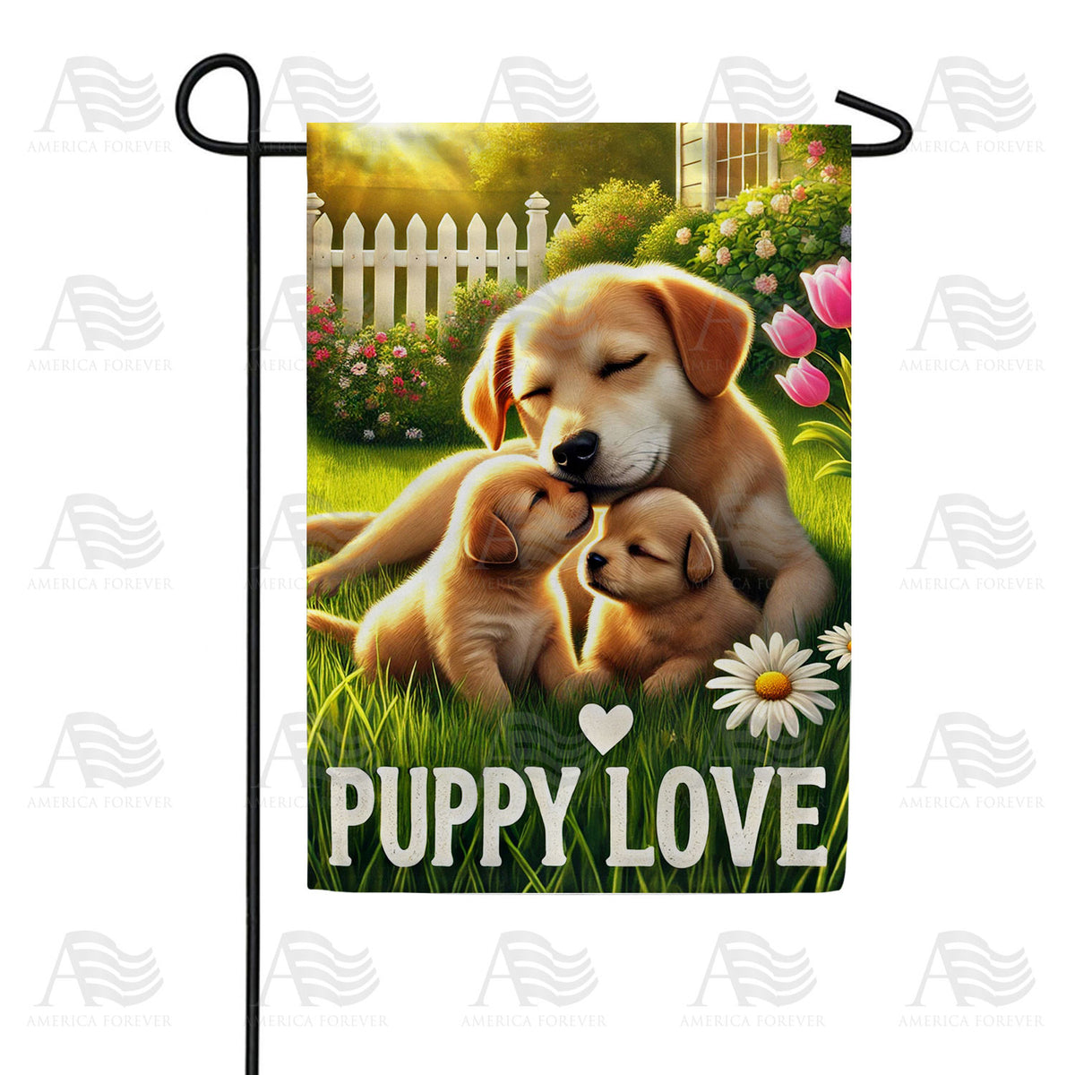 Puppy Love Family Double Sided Garden Flag