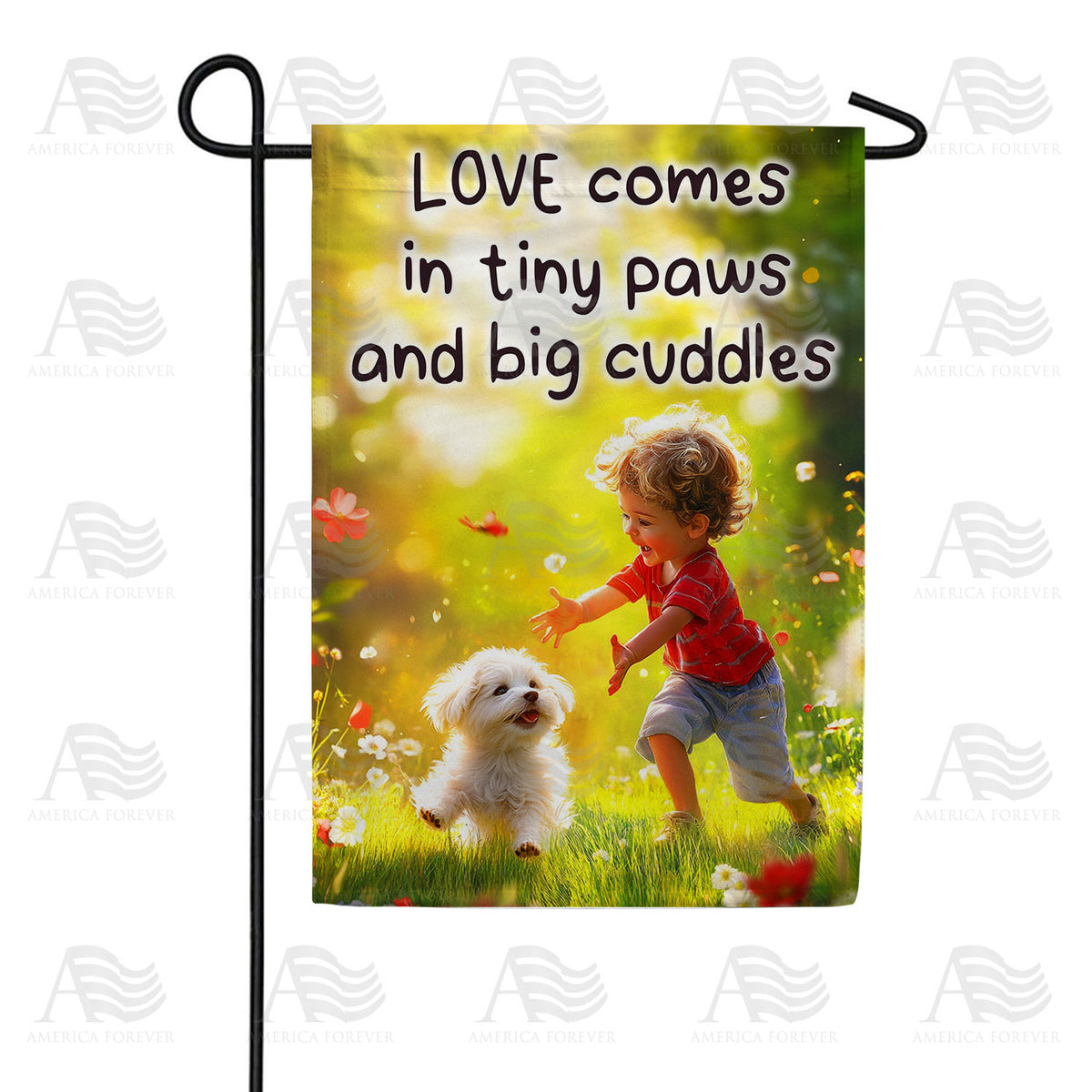 Love Tiny Paws Big Cuddles Double Sided Garden Flag