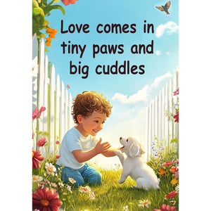 Love Tiny Paws Big Cuddles Picket Fence Double Sided Garden Flag