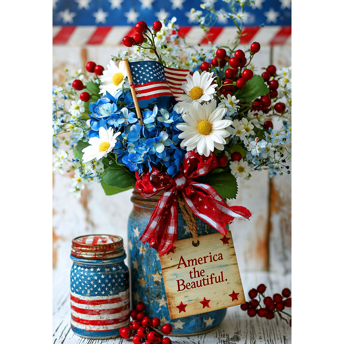 America the Beautiful Mason Jar Double Sided Garden Flag