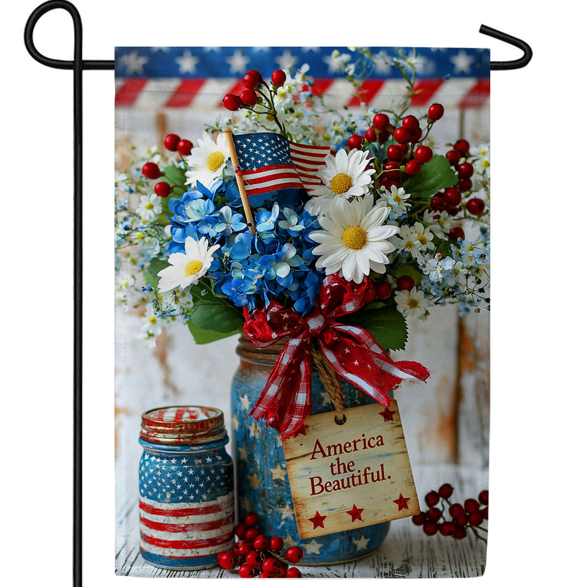America the Beautiful Mason Jar Double Sided Garden Flag