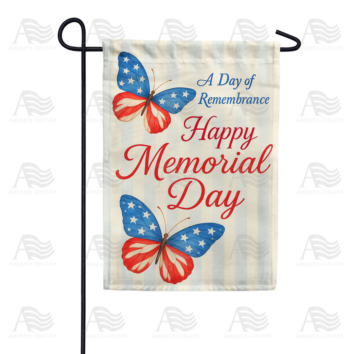 Happy Memorial Day Patriotic Butterflies Double Sided Garden Flag