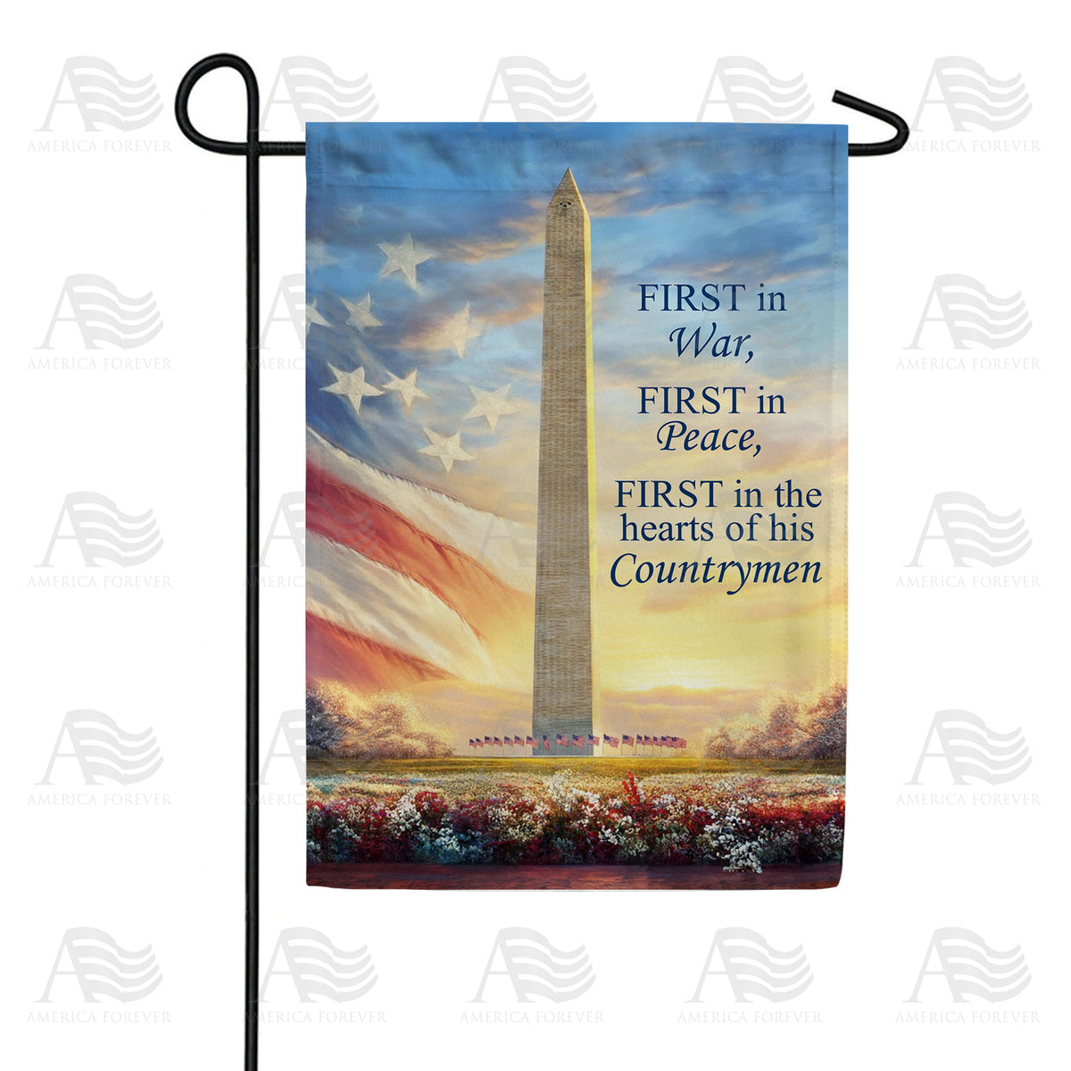 Washington Monument First in War Peace Garden Flag