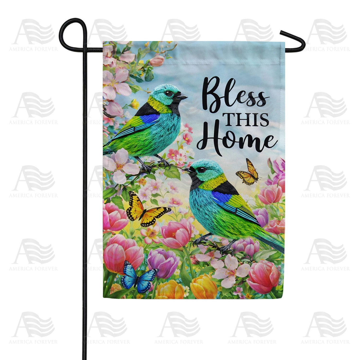 Bless This Home Spring Birds Garden Flag