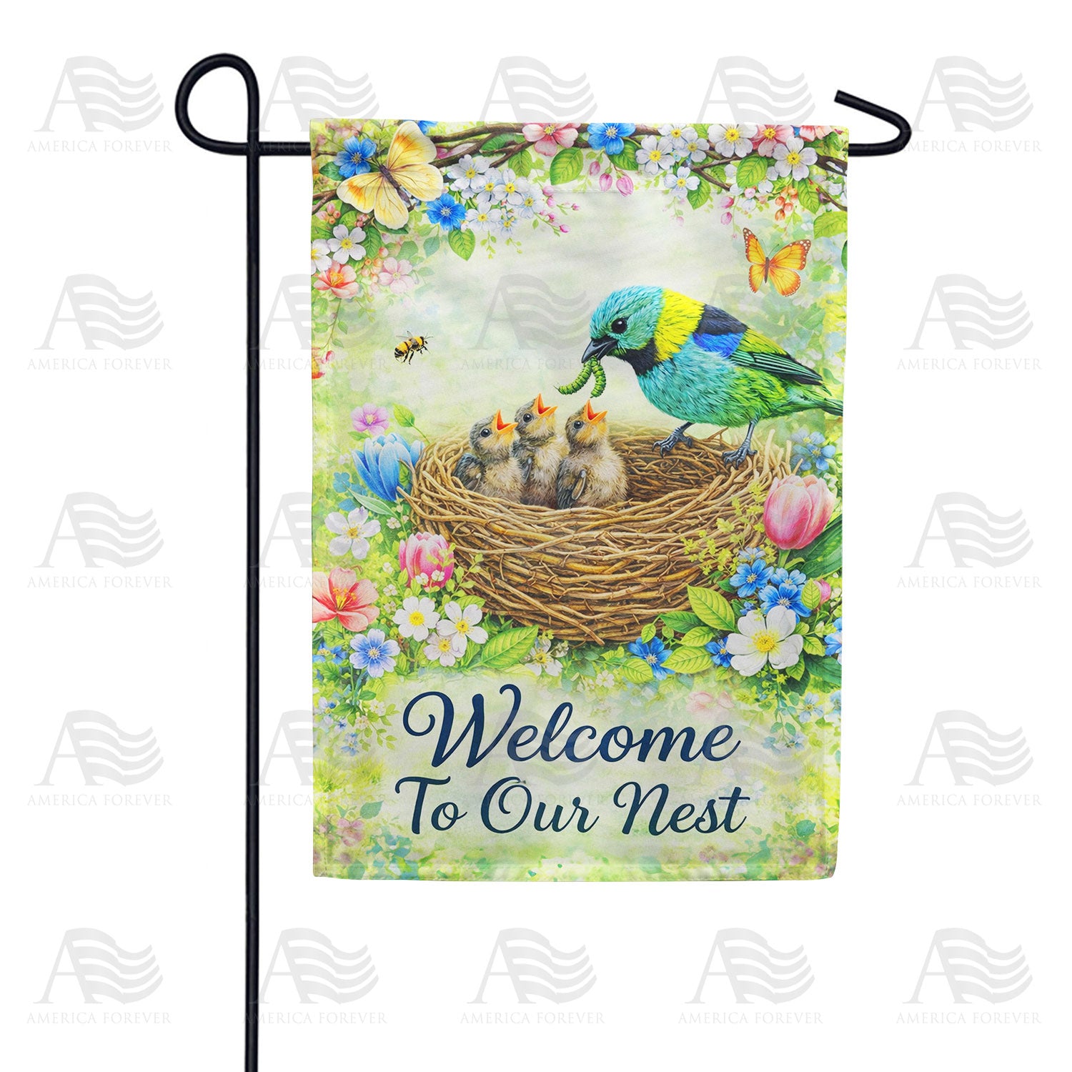 Welcome To Our Nest Spring Birds Garden Flag