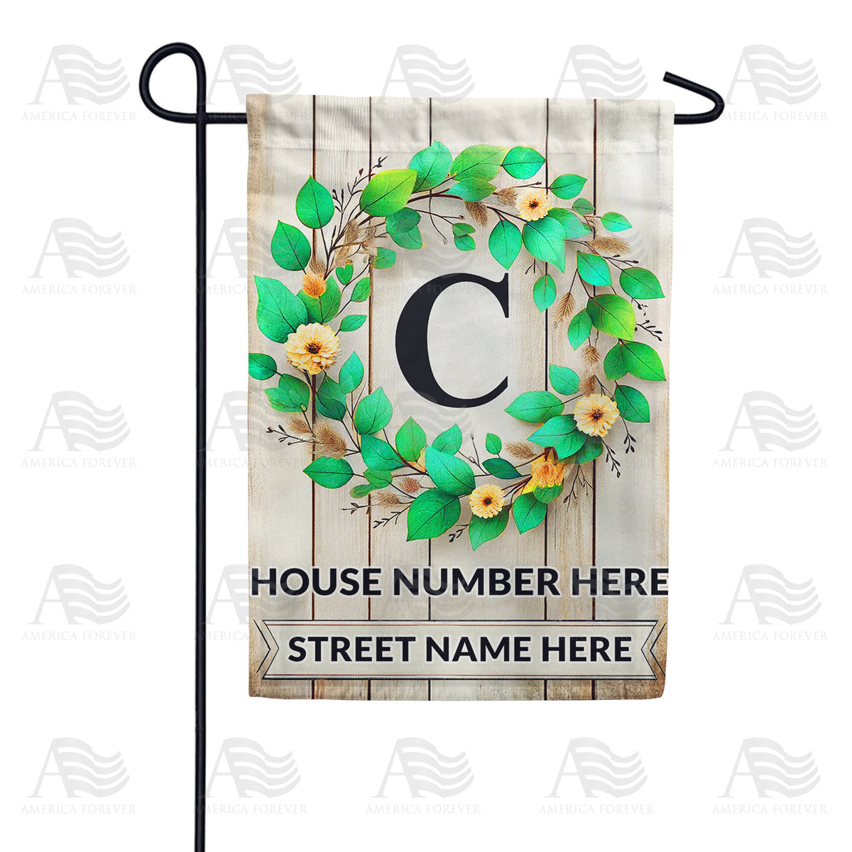 Personalized Monogram Spring Wreath Garden Flag
