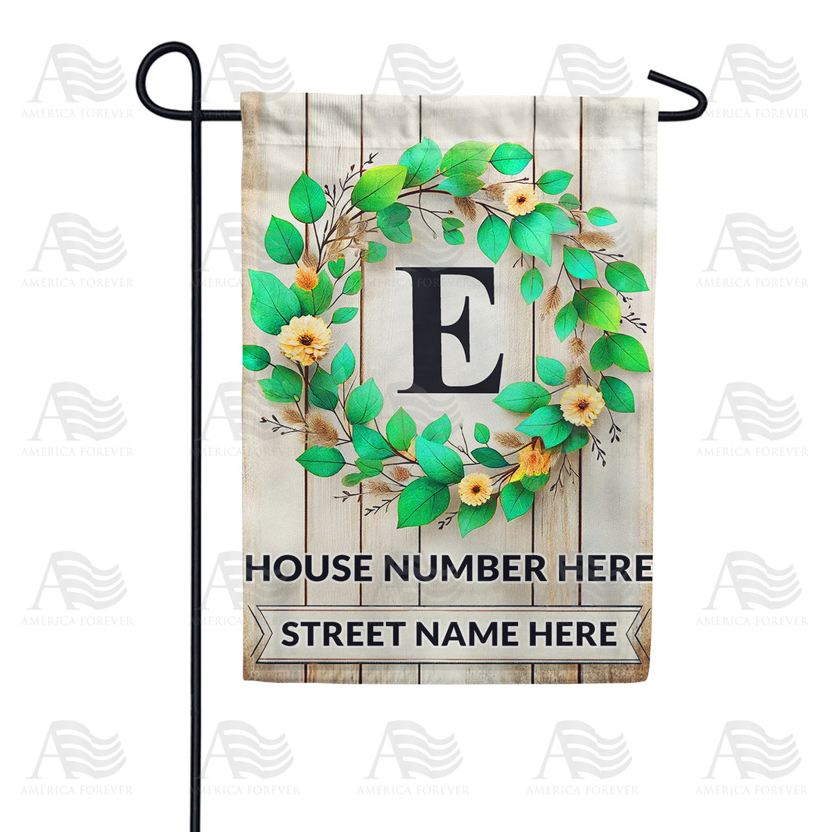 Personalized Monogram Spring Wreath Garden Flag