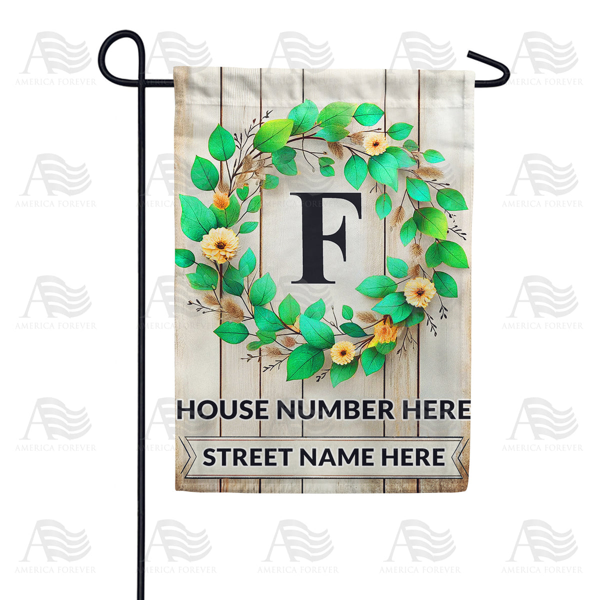 Personalized Monogram Spring Wreath Garden Flag
