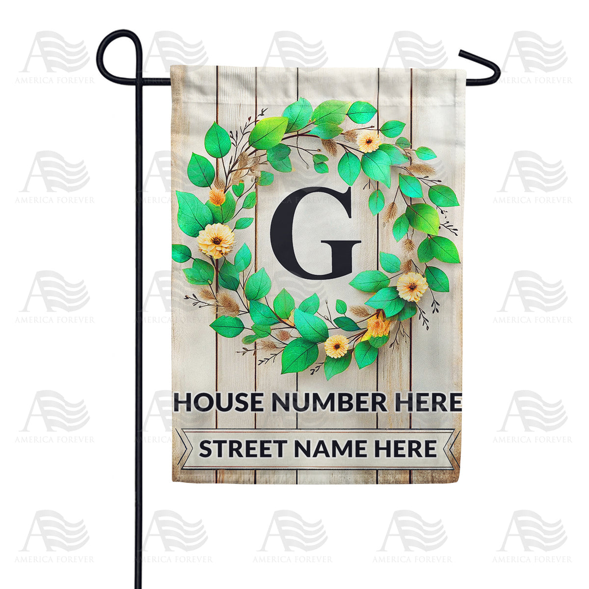 Personalized Monogram Spring Wreath Garden Flag
